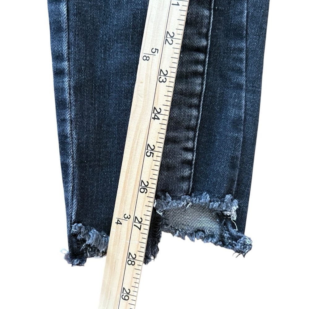 Vervet Jeans 28 Raw Split Flare Hems High Rise Charcoal Wash Distressed Stretch - Picture 9 of 11